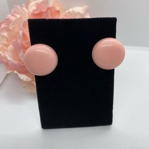 Vintage Round pink clip estate earrings